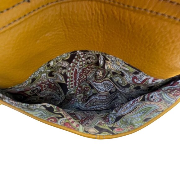 Tignanello Women’s Yellow Leather With Front Zip Pocket Crossbody Bag - Picture 10 of 13